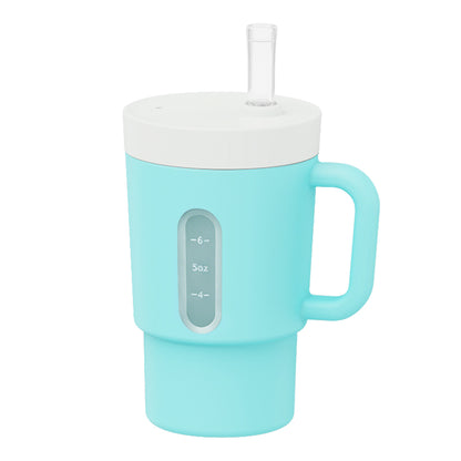 ENZADRI - Mon Premier Gobelet, Gobelet à Bec en Silicone avec Paille et Poignée, Gobelet Anti Déversement pour Bébé en Déplacement et enfants, Biberon de Transition Sans BPA, sans phtalates ni PVC
