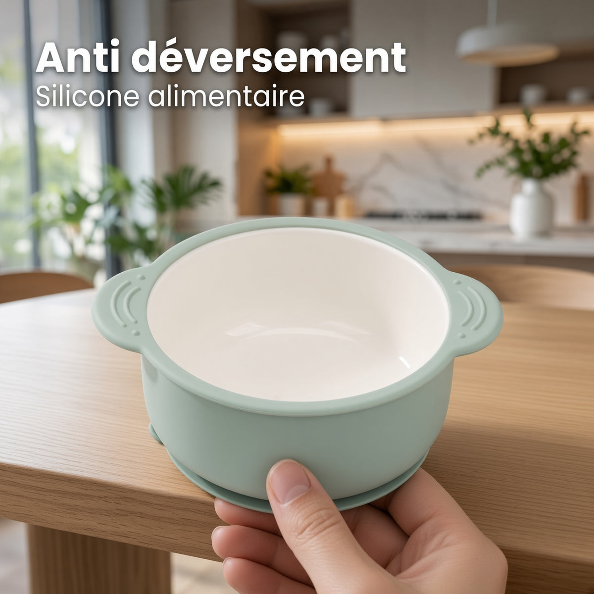 Enzadri Bol en Silicone à Ventouse avec Plaque en Porcelaine Pour bébé, Tout-Petit, 100% alimentaire, sans BPA. Idéale Pour le début de la Diversification des repas, Rose