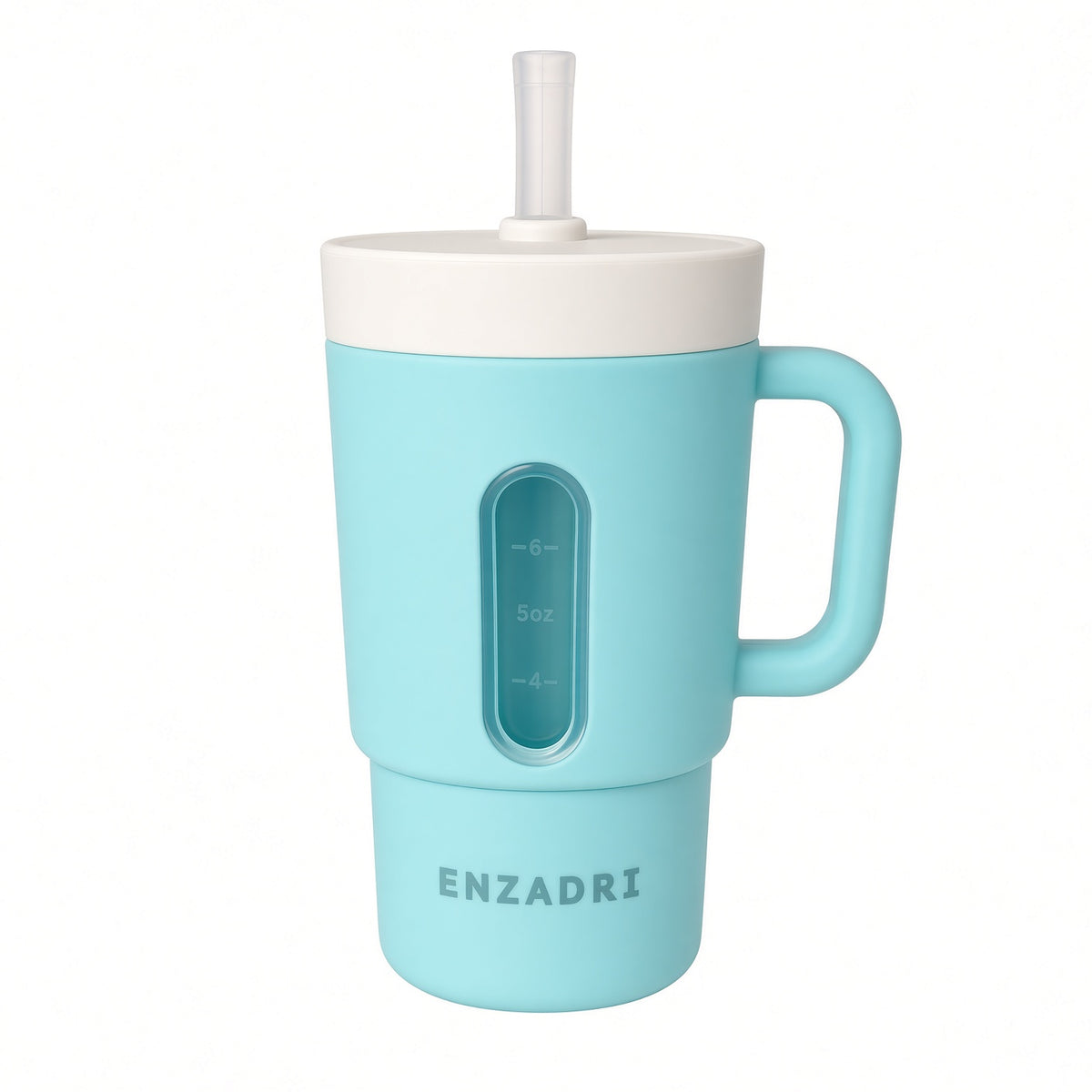 Enzadri Mon 1er Gobelet Bébé, Tasse à Bec en Silicone avec Paille et Poignées, Anti-Fuite Pour Déplacements, Tasse de Transition Sans BPA, Bleu Tiffany