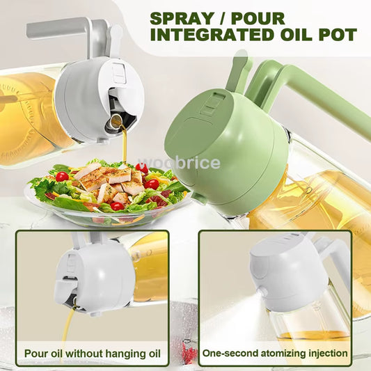 2 in 1 Oil Pour Spray Press-Type Oil Spray Bottle 500ML Kitchen Cooking Oil Sprayer Outdoor Barbecue Spray Bottle Vinegar Sauce