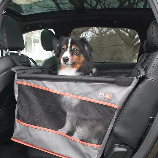 Buckle N Go Waterproof Dog Car Seat for Large Dogs with Breathable Mesh Sides and Adjustable Seat Belt Leash - 21 x 19 x 19 Inches