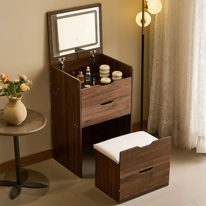 Walnut vanity desk with stool - view 5