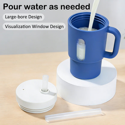 ENZADRI - Mon Premier Gobelet, Gobelet à Bec en Silicone avec Paille et Poignée, Gobelet Anti Déversement pour Bébé en Déplacement et enfants, Biberon de Transition Sans BPA, sans phtalates ni PVC