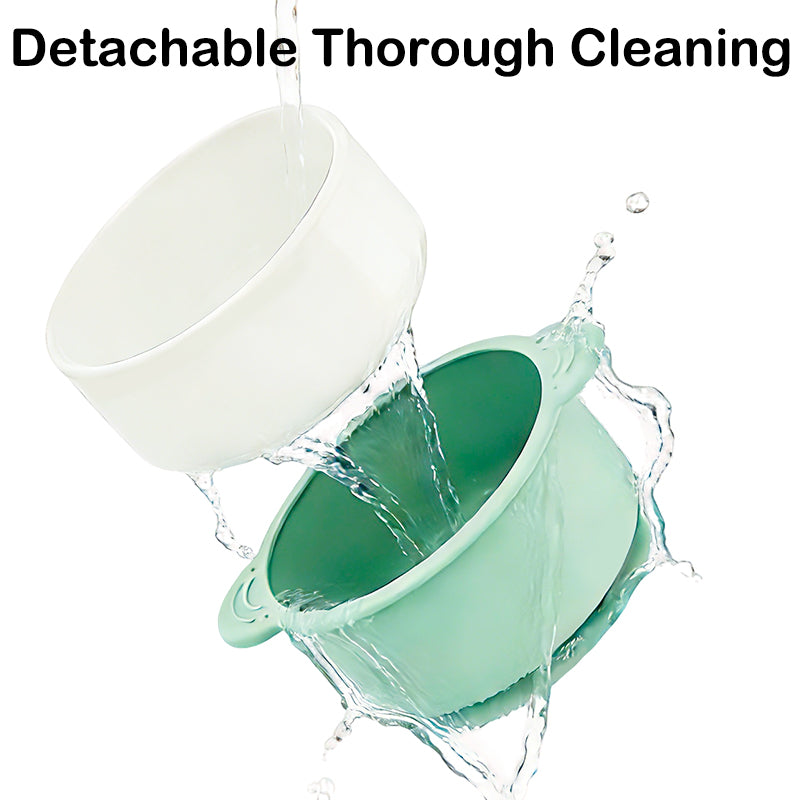 Enzadri Bol en Silicone à Ventouse avec Plaque en Porcelaine Pour bébé, Tout-Petit, 100% alimentaire, sans BPA. Idéale Pour le début de la Diversification des repas, Rose