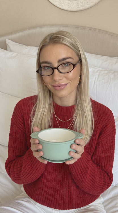 Enzadri Bol en Silicone à Ventouse avec Contenant en Porcelaine Pour bébé, Tout-Petit, 100% alimentaire, sans BPA. Idéal Pour le début de la Diversification des repas